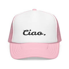 Ciao in Black Embroidered Foam Trucker Otto Hat - Summer Vibe Accessory