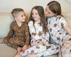 Bamboo Toddler and Kids Christmas Pajamas | Matching Family Holiday Set - Skating Gingerbread