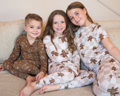 Bamboo Toddler and Kids Christmas Pajamas | Matching Family Holiday Set - Skating Gingerbread