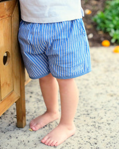 Blue Striped Tucker Shorts-FINAL SALE