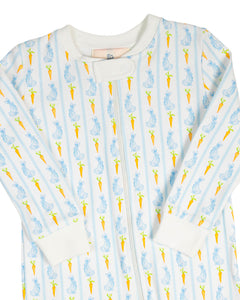 Blue Bunny Knit Zip Up Pajamas-FINAL SALE