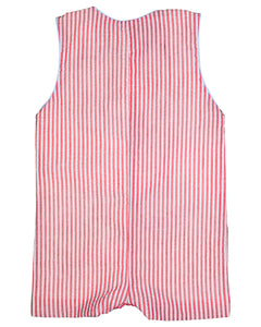 Crayon Pocket Red Seersucker Shortall- FINAL SALE