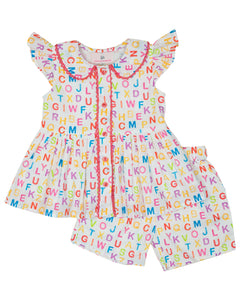 ABC Flutter Sleeve Shorts Set- FINAL SALE