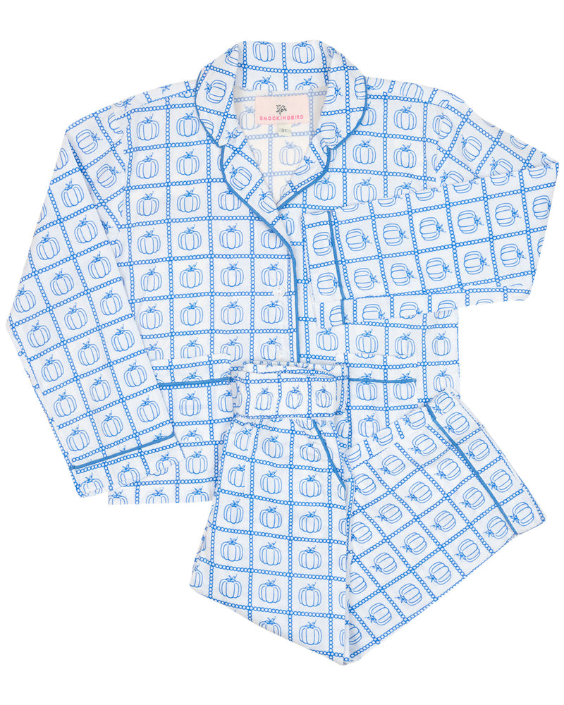 Blue Pumpkin Check Print Pajama Set- FINAL SALE