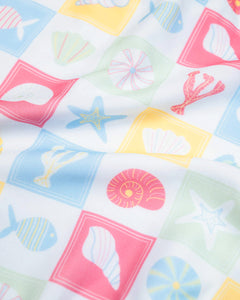 Coastal Stamps in Pastel Puff Sleeve Tankini- FINAL SALE