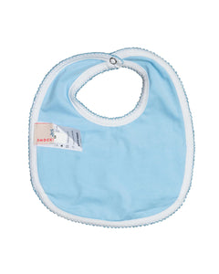 Geometric Smocked Blue Knit Bib- FINAL SALE