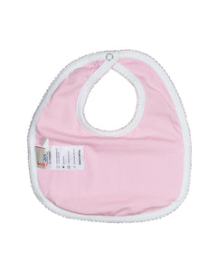 Geometric Smocked Pink Knit Bib- FINAL SALE