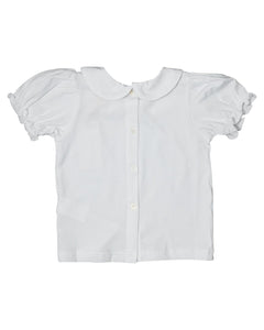 White Knit Girls Short Sleeve Shirt