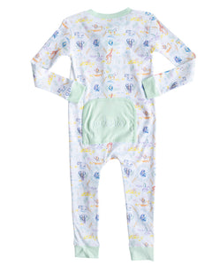 Rainbow Zoo Animals Pima Cotton Zip Up Pajamas- FINAL SALE