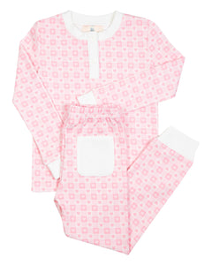 Pink Checked Hearts Knit Pajama Set- FINAL SALE