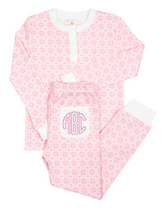 Pink Checked Hearts Knit Pajama Set- FINAL SALE
