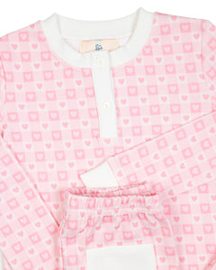 Pink Checked Hearts Knit Pajama Set- FINAL SALE