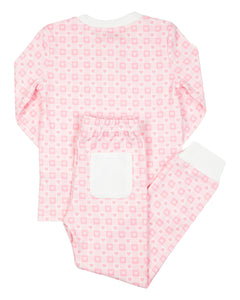 Pink Checked Hearts Knit Pajama Set- FINAL SALE