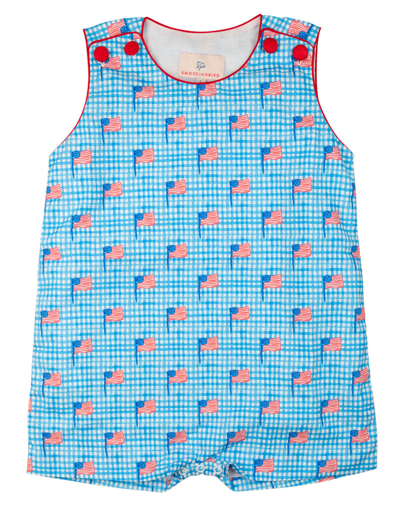 American Flag Gingham Print Shortall- FINAL SALE