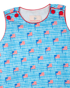 American Flag Gingham Print Shortall- FINAL SALE