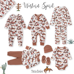 Cowboy Henley Romper - Bamboo Western Spirit Baby Boy