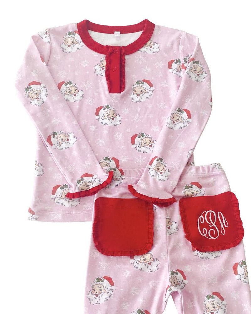 Vintage Santa Pink Knit Pajama Set-FINAL SALE