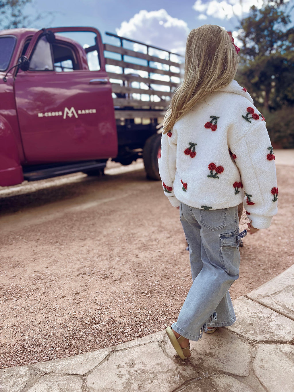 Cherry Plush Jacket for Girls – Zip-Up Winter Coat