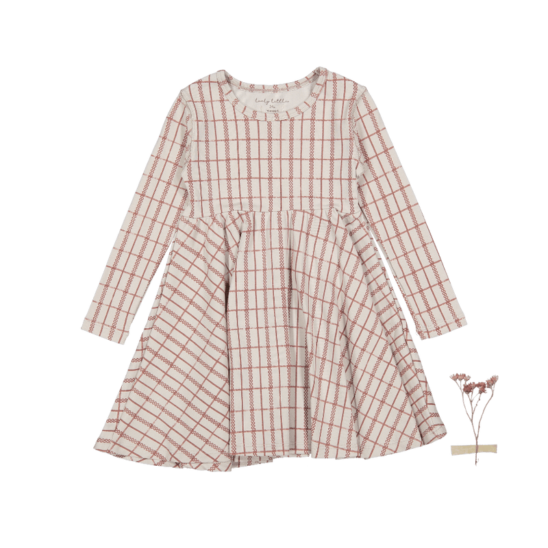 The Printed Long Sleeve Dress - Mauve Check