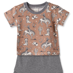 Wild Wrangler/Brown Western Bamboo Cotton Boys' Short Set