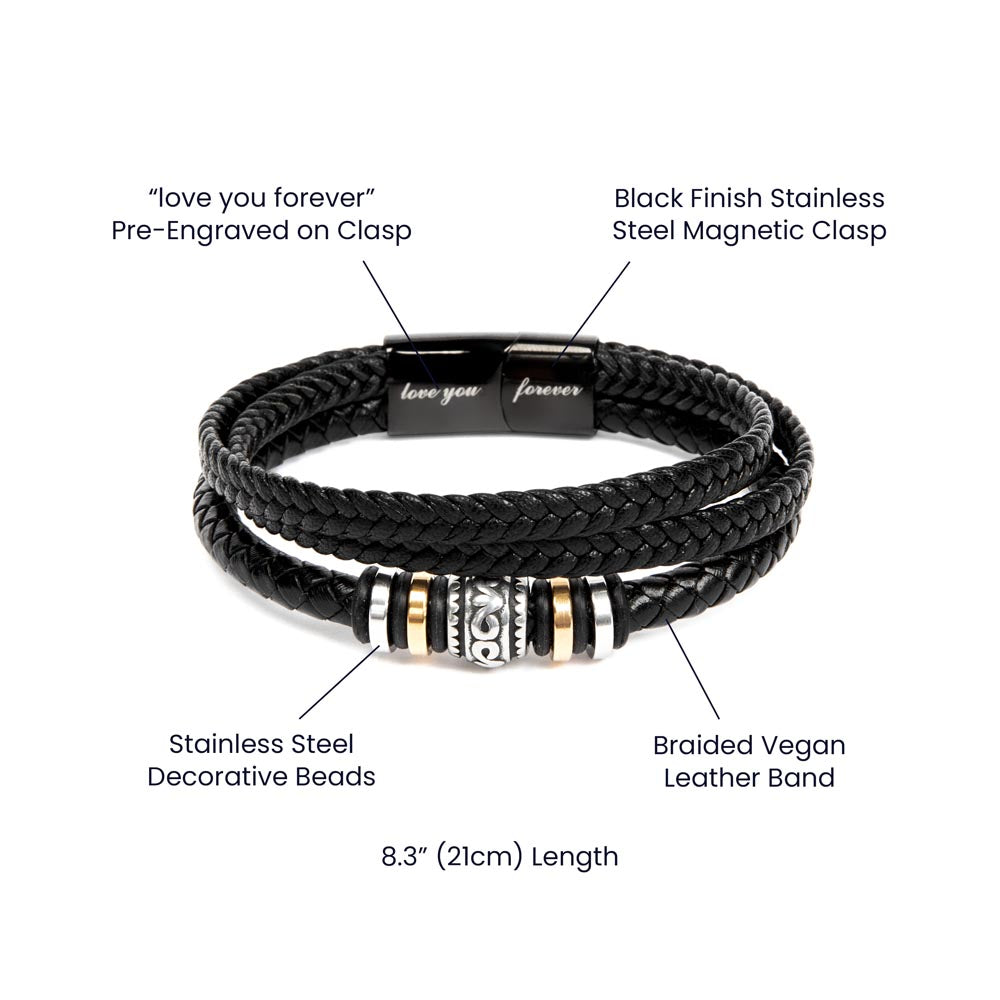 To My Son - Mens Leather Bracelet