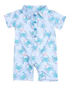 Aqua Crab Polo Romper