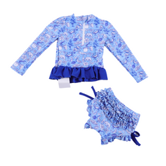 Cajun Toile ruffle bottom swim suit set