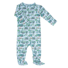 Garbage Trucks Recycle Zipper Footie