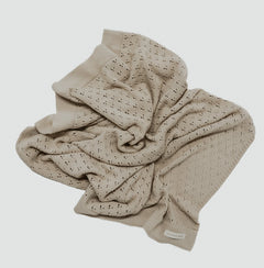 Toffee Pointelle Knit Blanket