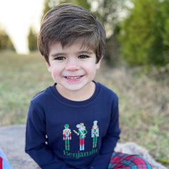 Christmas Nutcracker Trio Embroidery Boys Long Sleeve Shirt