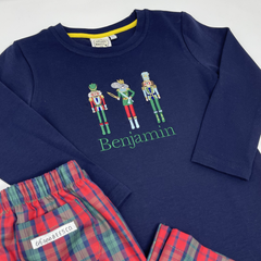 Christmas Nutcracker Trio Embroidery Boys Long Sleeve Shirt