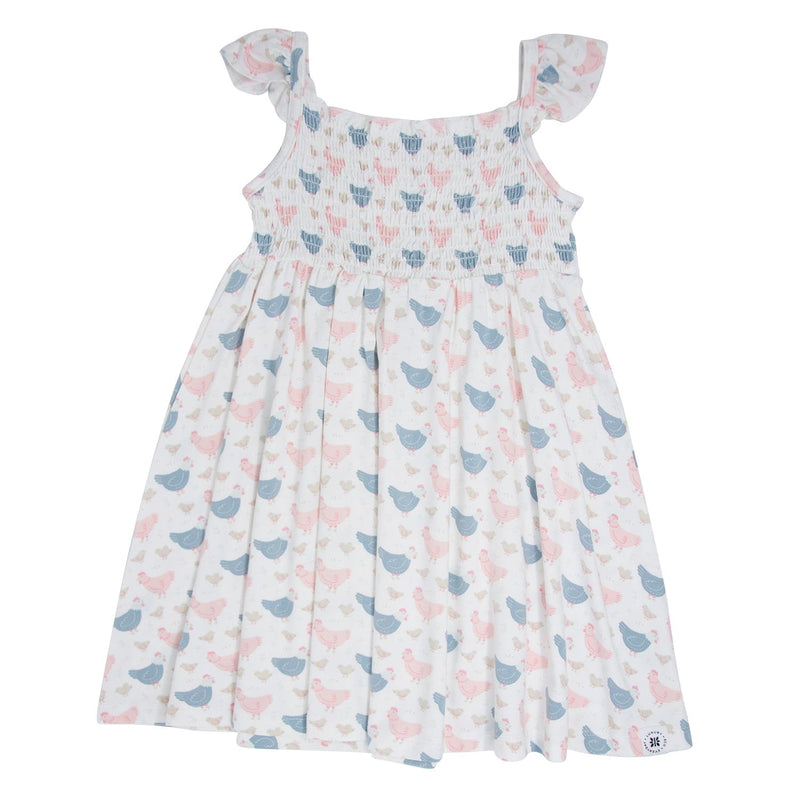 Pink Farm Hens Bamboo Smocked Vintage Dress