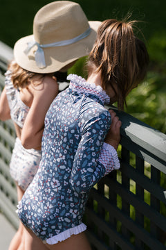 Austen Smocked Suit in Blue Darby