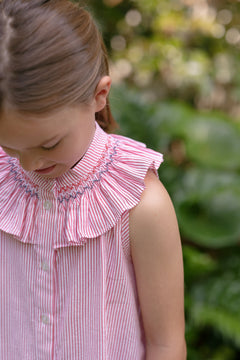 Molly Anne Dress in Red Seersucker