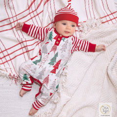Christmas Trees Henley Cotton Romper