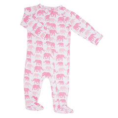 Pink Elephant Zipper Footie