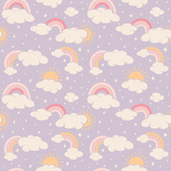Lavender Rainbows and Clouds Zipper Footie